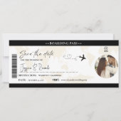 Black Boarding pass ticket Bruiloft Opslaan De dat Kaart (Voorkant)