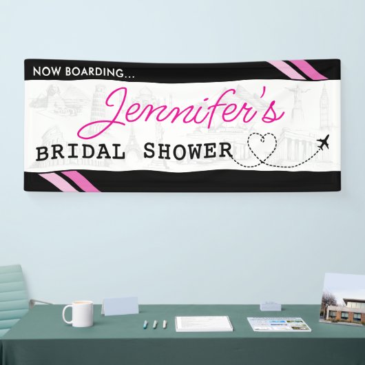 Black Boarding Pass-Vrijgezellenfeest Spandoek (Beurs)