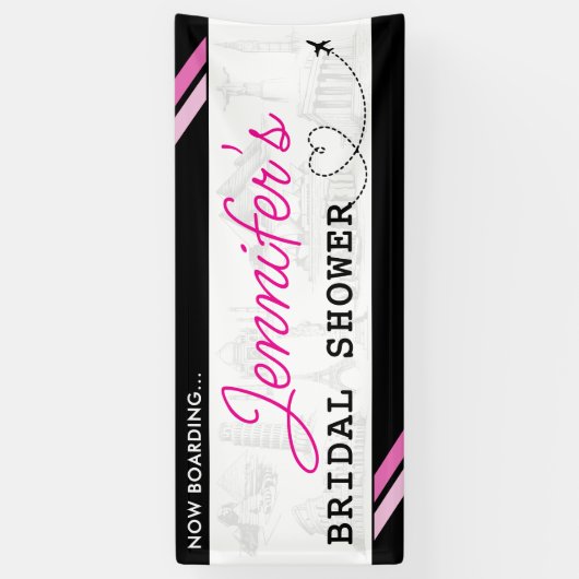 Black Boarding Pass-Vrijgezellenfeest Spandoek (Verticaal)