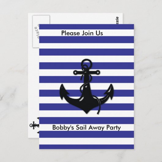 Black Boat Anchor Briefkaart (Voorkant / Achterkant)