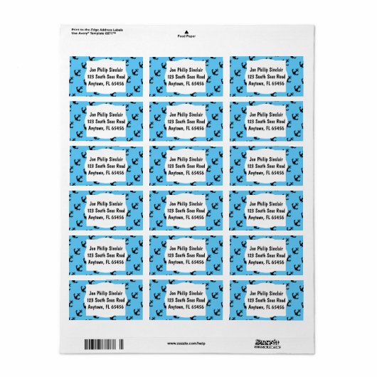 Black Boat Anchor Etiket (Full Sheet)