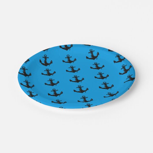 Black Boat Anchor Papieren Bordje (Gekanteld)