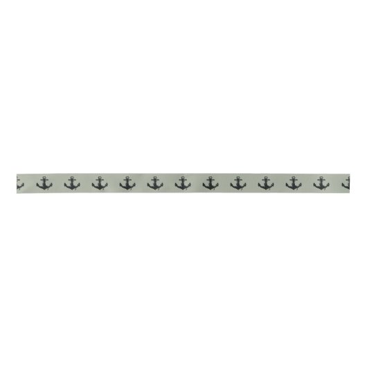 Black Boat Anchor Satijnen Lint (Voorkant)