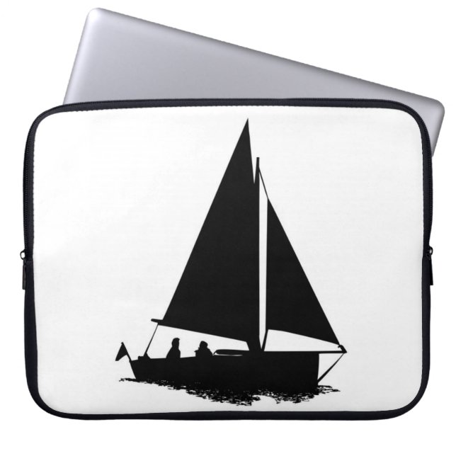 Black Boat Silhouette Laptop Mouw Sleeve (Voorkant)