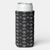 Black bohemian retro evil eye pattern seltzer blikjeskoeler (Seltzer Achterkant)