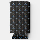 Black bohemian retro evil eye pattern seltzer blikjeskoeler (Achterkant)