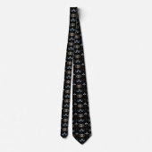 Black bohemian retro evil eye pattern stropdas (Achterkant)