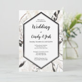 Black boho bruiloft uitnodiging (Staand voorkant)