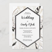 Black boho bruiloft uitnodiging (Voorkant / Achterkant)