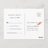 Black Boho Burgundy Terracotta Flower Wedding RSVP Briefkaart (Achterkant)