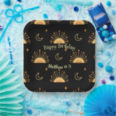 Black Boho Celestial Seamless Pattern Birthday Papieren Bordje (Feest)