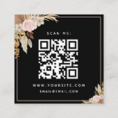 Black Boho Dried Palm Pampas Grass QR Code Rsvp Informatiekaartje (Achterkant)