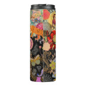 Black Boho Floral Nature Pattern Botanical Thermosbeker (Achterkant)