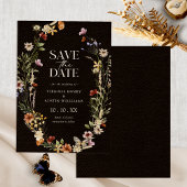 Black Boho Floral Save The Date