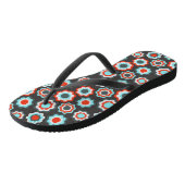 Black Boho Flower Pattern Teenslippers (Schuin)