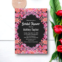 Black Boho Flowers Country Bloemen Vrijgezellenfee Kaart