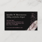 Black Boho Girly Pink Bird Feather Contactkaartje (Achterkant)