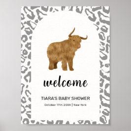 Black Boho Holy Koe Western Baby shower Welkom Poster