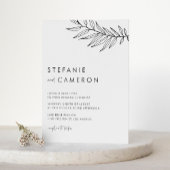 Black Boho Minimalist Foliage Wedding Kaart