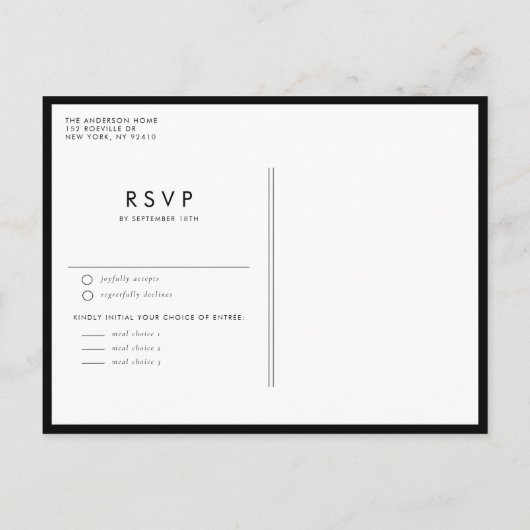Black Boho Minimalist Foliage Wedding Uitnodiging Briefkaart (Achterkant)