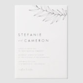 Black Boho Minimalist Foliage Wedding Vellum Uitnodigingen (Voorkant)