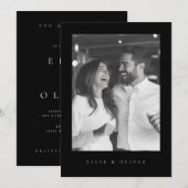 Black Boho Moderne foto bruiloft Modern Kaart (Voorkant / Achterkant)