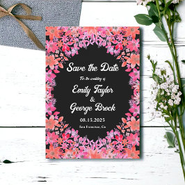 Black Boho Romantic Flowers Country Floral Wedding Save The Date