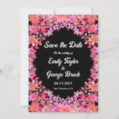 Black Boho Romantic Flowers Country Floral Wedding Save The Date (Voorkant)