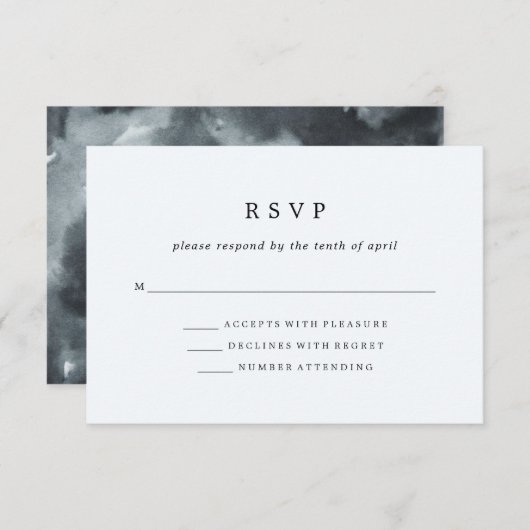 Black Boho-Waterverf | Huwelijksreactie RSVP Kaartje (Voorkant / Achterkant)