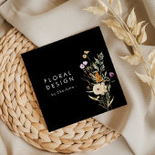 Black Boho Waterverf Wildflower Floral Designer Vierkante Visitekaartje