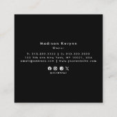 Black Boho Waterverf Wildflower Floral Designer Vierkante Visitekaartje (Achterkant)