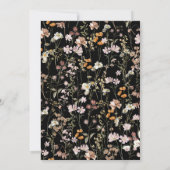 Black Boho Wildflower Beige Garden Wedding Kaart (Achterkant)