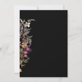 Black Boho Wildflower bruiloft Kaart (Achterkant)