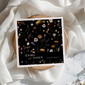 Black Boho Wildflower bruiloft servetten