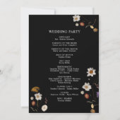 Black Boho Wildflower huwelijksprogramma Kaart (Achterkant)