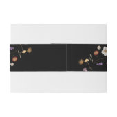 Black Boho Wildflower Uitnodiging Belly Band Uitnodigingen Wikkel (Achterkant Voorbeeld)