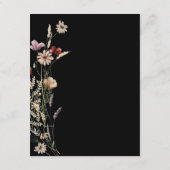 Black Boho Wildflower Wedding Informatiekaartje (Achterkant)