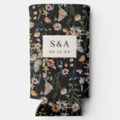 Black Boho Wildflower Wedding Seltzer Koelbox Seltzer Blikjeskoeler (Achterkant)