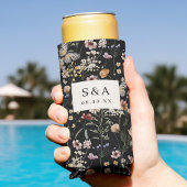 Black Boho Wildflower Wedding Seltzer Koelbox Seltzer Blikjeskoeler