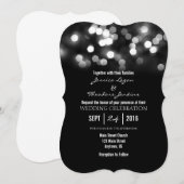 Black Bokeh Glitter Lights Huwelijksuitnodiging Kaart (Voorkant / Achterkant)
