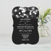 Black Bokeh Glitter Lights Huwelijksuitnodiging Kaart (Staand voorkant)