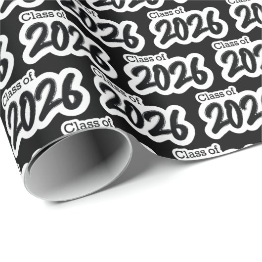 Black Bold Brush Klasse van 2026 Wrapping Paper Cadeaupapier (Rol Hoek)