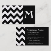 Black Bold Chevron Monogram Visitekaartje (Voorkant / Achterkant)