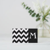 Black Bold Chevron Monogram Visitekaartje (Staand voorkant)