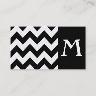 Black Bold Chevron Monogram Visitekaartje