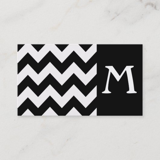 Black Bold Chevron Monogram Visitekaartje (Voorkant)