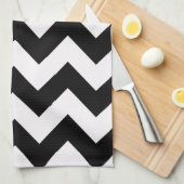 Black Bold Chevron Theedoek (Quarter Fold)