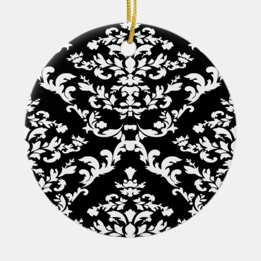 Black Bold Damask op Emporiomoffa Keramisch Ornament (Voorkant)
