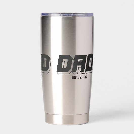 Black Bold Established New Dad Gift Geïsoleerde Drinkbeker (Achterkant)