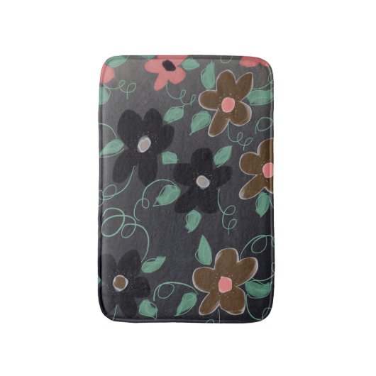 Black Bold Floral Badmat (Voorkant Verticaal)